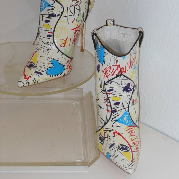 FASHION NOVA MULTI-COLOR ANKLE BOOTS SIZE 10 MEDIUM - Picture 4 of 5